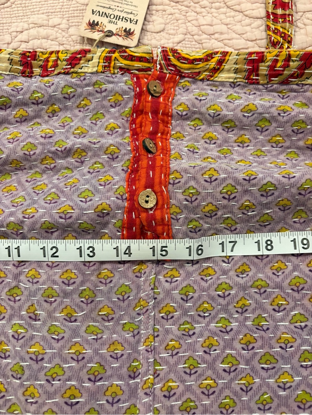 Kantha Patchwork Cream & Lavender Harem Jumpsuit Reversible NWT - Picture 8 of 16